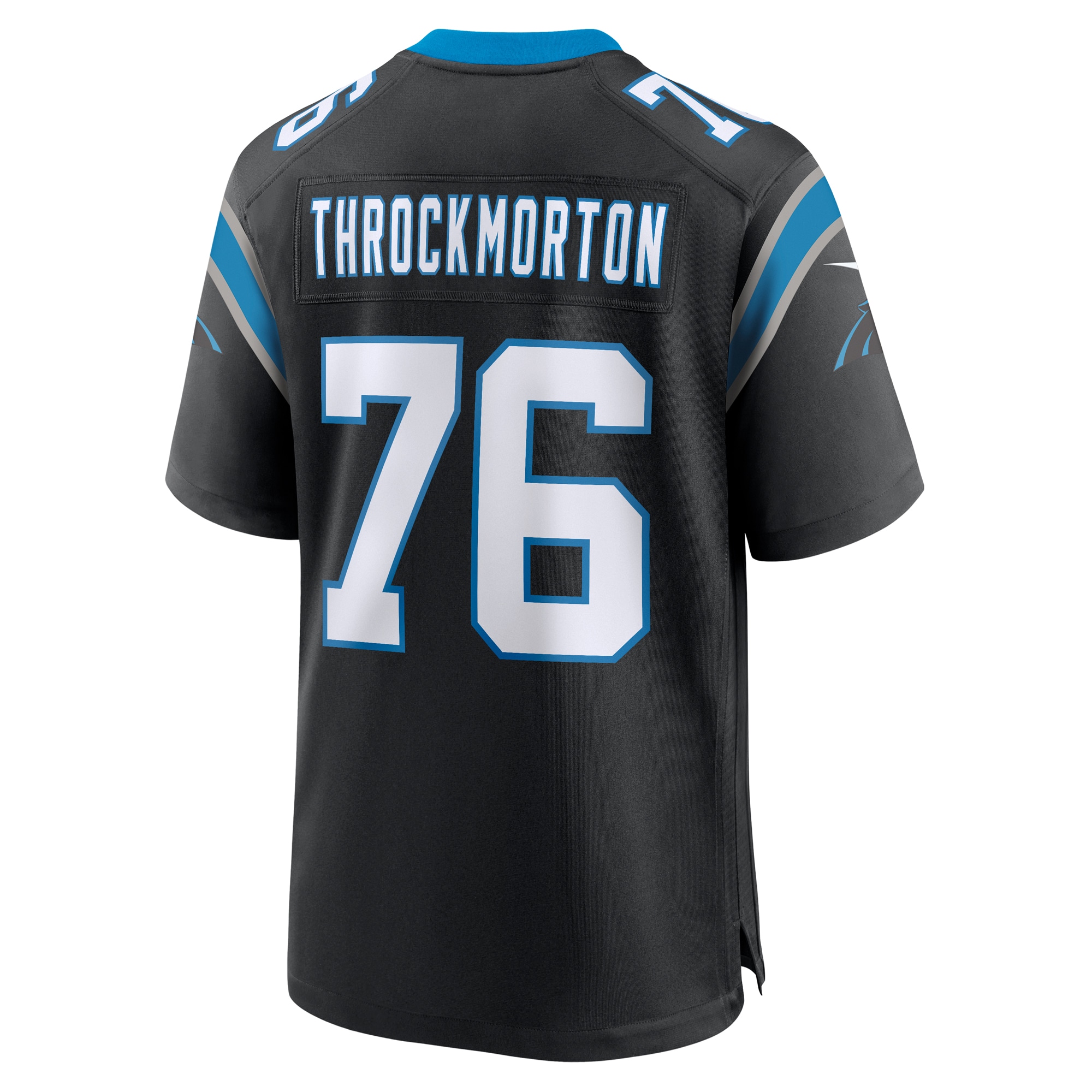 Men's Carolina Panthers Calvin Throckmorton Black Team Game Jersey