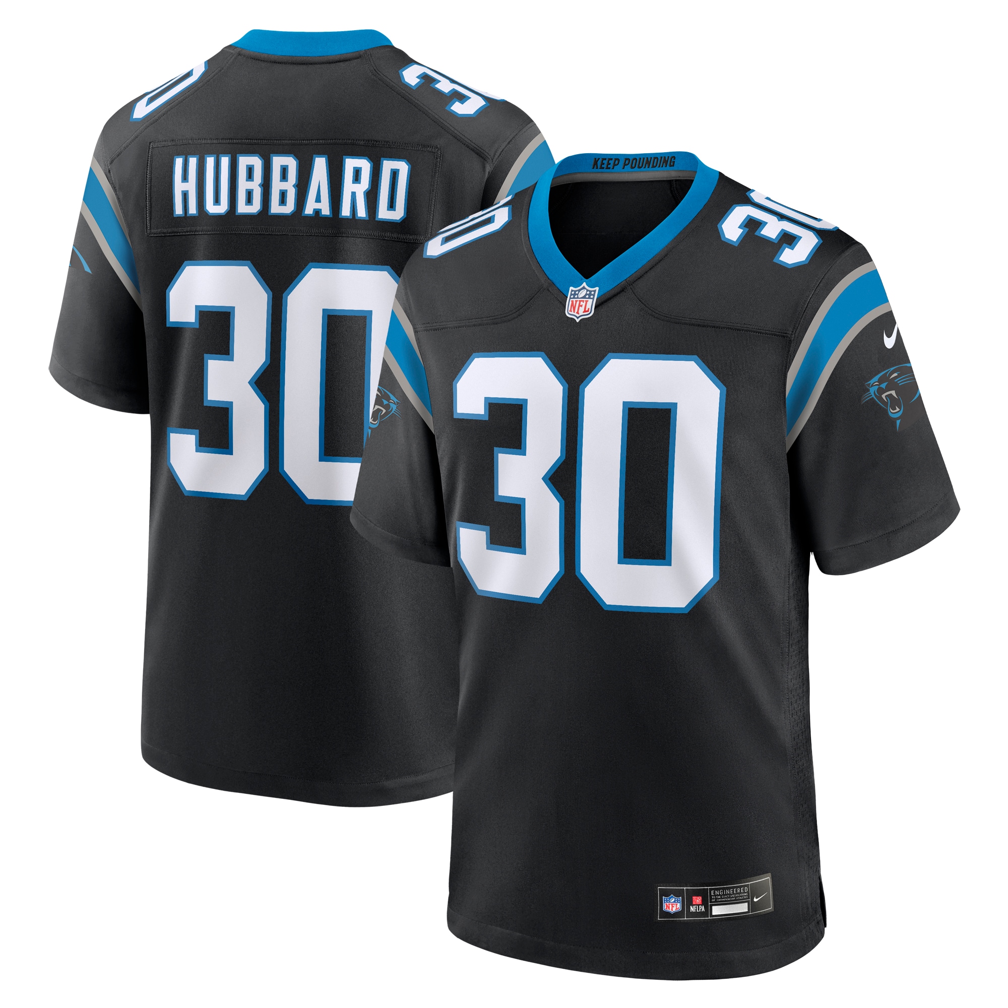 Men's Carolina Panthers Chuba Hubbard Black Team Game Jersey