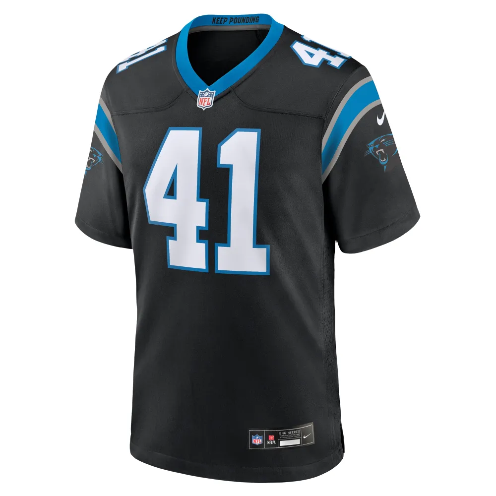 Men's Carolina Panthers Claudin Cherelus Black Team Game Jersey