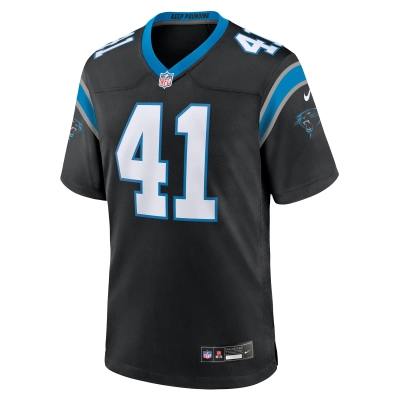 Men's Carolina Panthers Claudin Cherelus Black Team Game Jersey 02