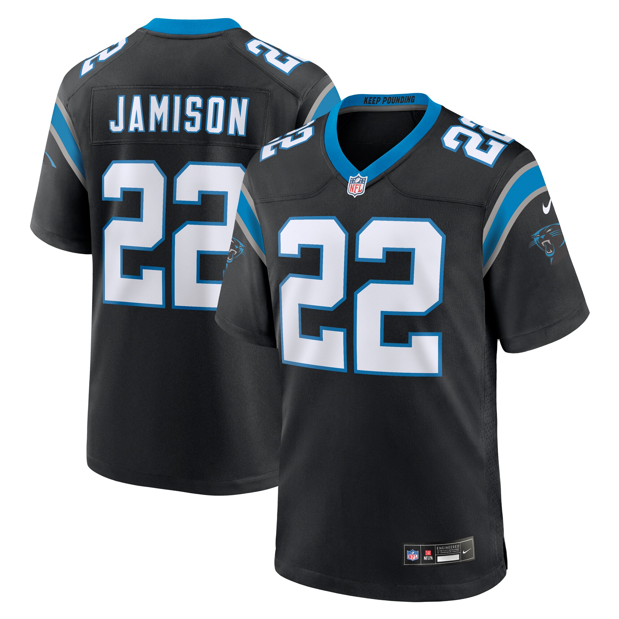 Men's Carolina Panthers D'Shawn Jamison Black Team Game Jersey