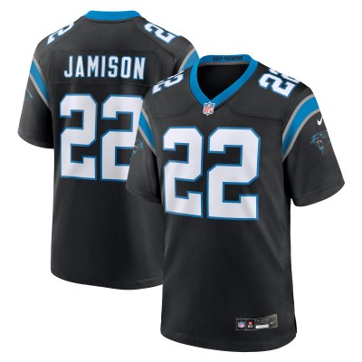 Men's Carolina Panthers D'Shawn Jamison Black Team Game Jersey 01