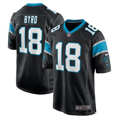 Men's Carolina Panthers Damiere Byrd Black Game Player Jersey 01