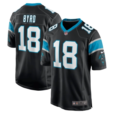 Men's Carolina Panthers Damiere Byrd Black Game Player Jersey 01