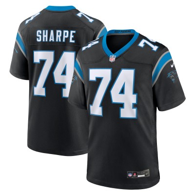 Men's Carolina Panthers David Sharpe Black Team Game Jersey 01