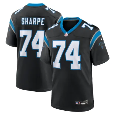 Men's Carolina Panthers David Sharpe Black Team Game Jersey 01