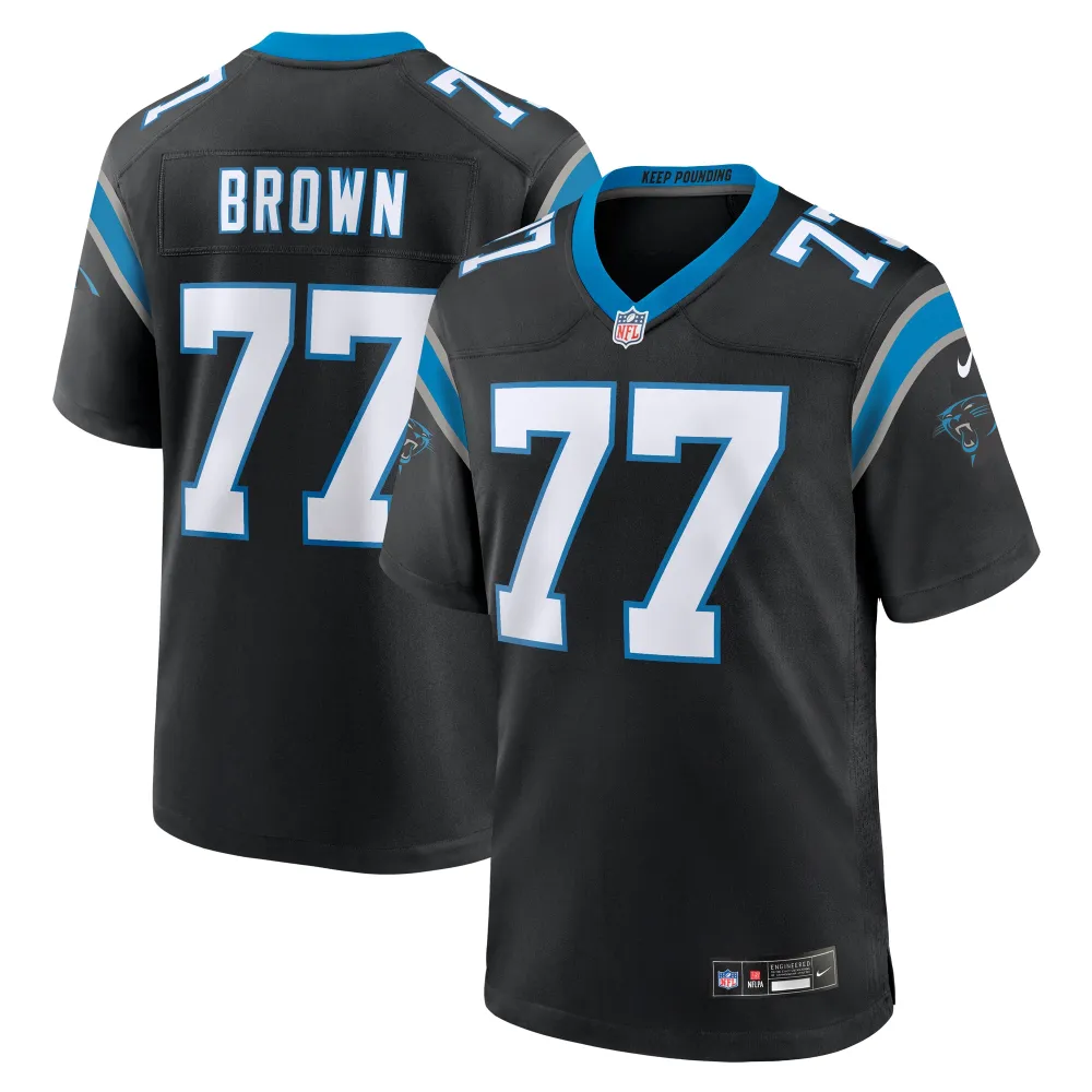 Men's Carolina Panthers Deonte Brown Black Team Game Jersey