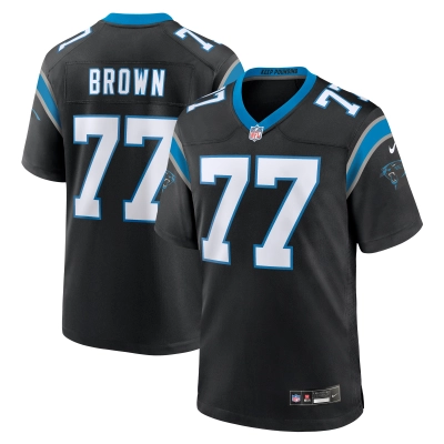 Men's Carolina Panthers Deonte Brown Black Team Game Jersey 01