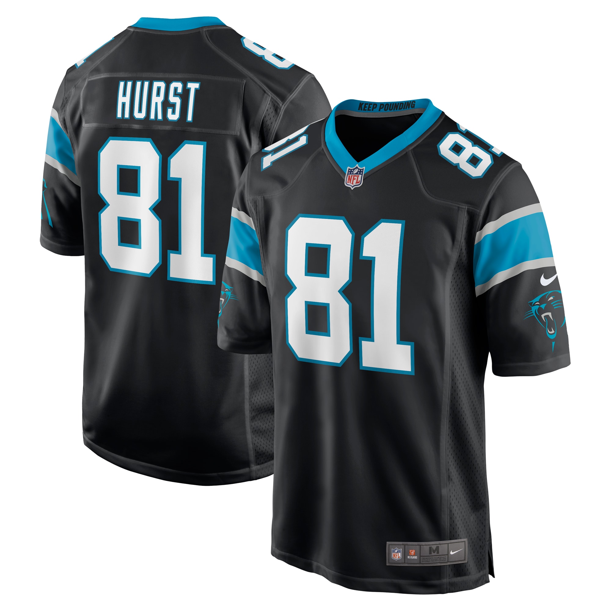 Men's Carolina Panthers Hayden Hurst Black Game Player Jersey