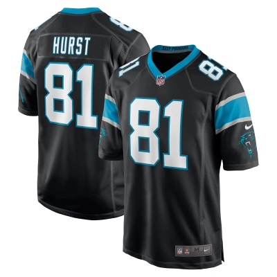 Men's Carolina Panthers Hayden Hurst Black Game Player Jersey 01