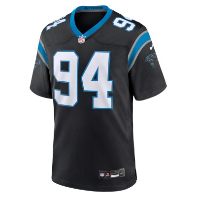 Men's Carolina Panthers Henry Anderson Black Team Game Jersey 02