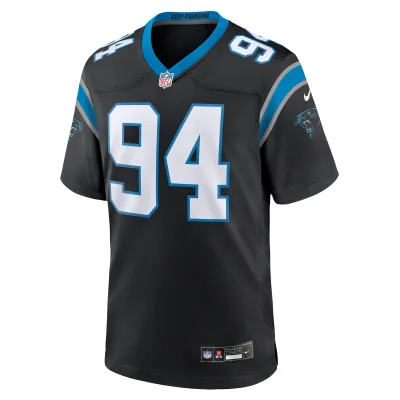 Men's Carolina Panthers Henry Anderson Black Team Game Jersey 02