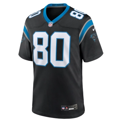 Men's Carolina Panthers Ian Thomas Black Team Game Jersey 02