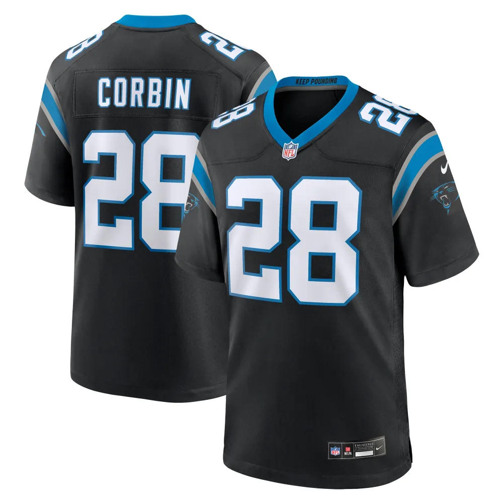 Men's Carolina Panthers Jashaun Corbin Black Team Game Jersey