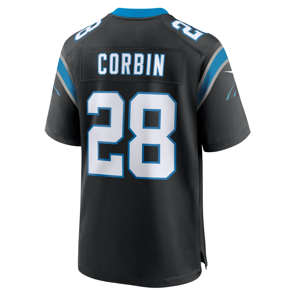 Men's Carolina Panthers Jashaun Corbin Black Team Game Jersey