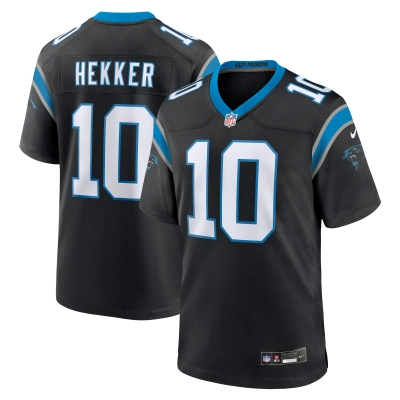 Men's Carolina Panthers Johnny Hekker Black Team Game Jersey 01