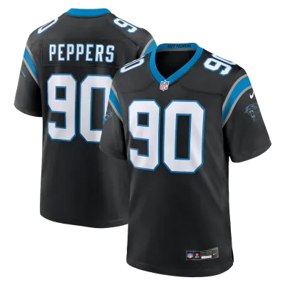 Men's Carolina Panthers Julius Peppers Black Retired Player Game Jersey 01