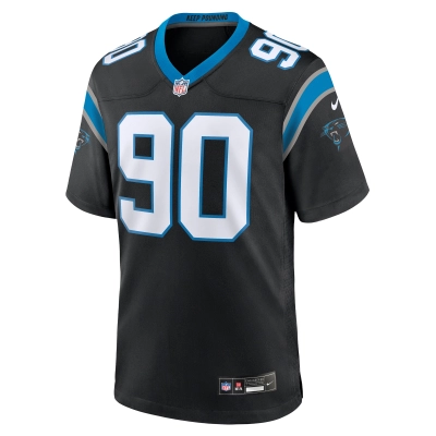Men's Carolina Panthers Julius Peppers Black Retired Player Game Jersey 02