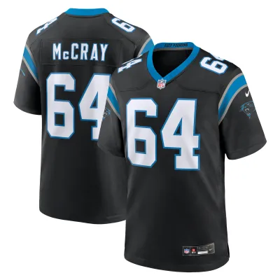 Men's Carolina Panthers Justin McCray Black Team Game Jersey 01