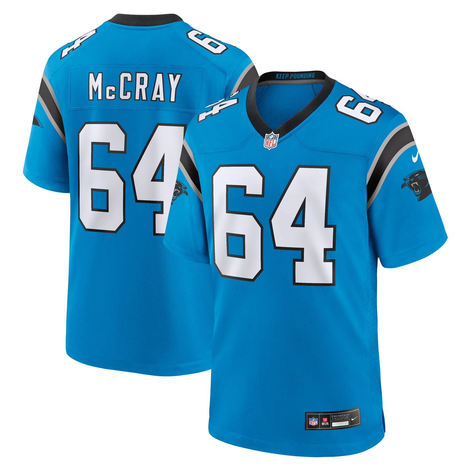 Men's Carolina Panthers Justin McCray Blue Alternate Game Jersey