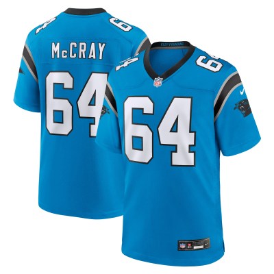 Men's Carolina Panthers Justin McCray Blue Alternate Game Jersey 01