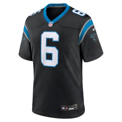 Men's Carolina Panthers Miles Sanders Black Team Game Jersey 02
