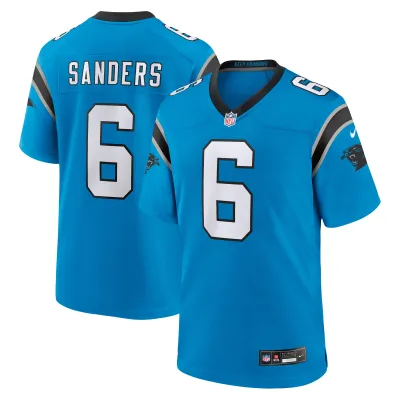 Men's Carolina Panthers Miles Sanders Blue Team Game Jersey 01