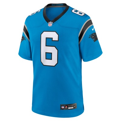 Men's Carolina Panthers Miles Sanders Blue Team Game Jersey 02