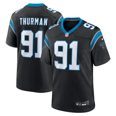 Men's Carolina Panthers Nick Thurman Black Team Game Jersey 01