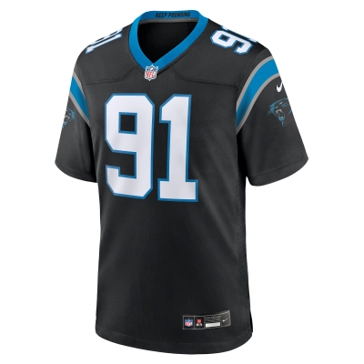 Men's Carolina Panthers Nick Thurman Black Team Game Jersey 02