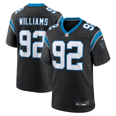 Men's Carolina Panthers Raequan Williams Black Team Game Jersey 01