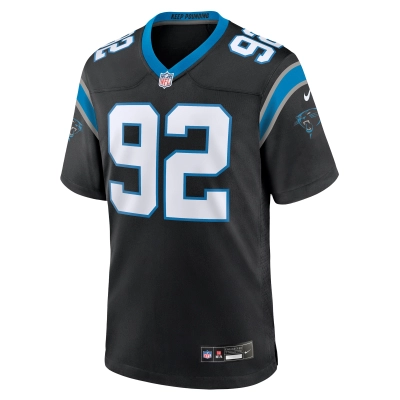 Men's Carolina Panthers Raequan Williams Black Team Game Jersey 02