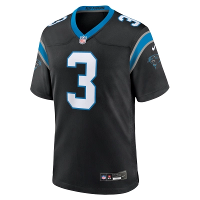 Men's Carolina Panthers Raheem Blackshear Black Team Game Jersey 02