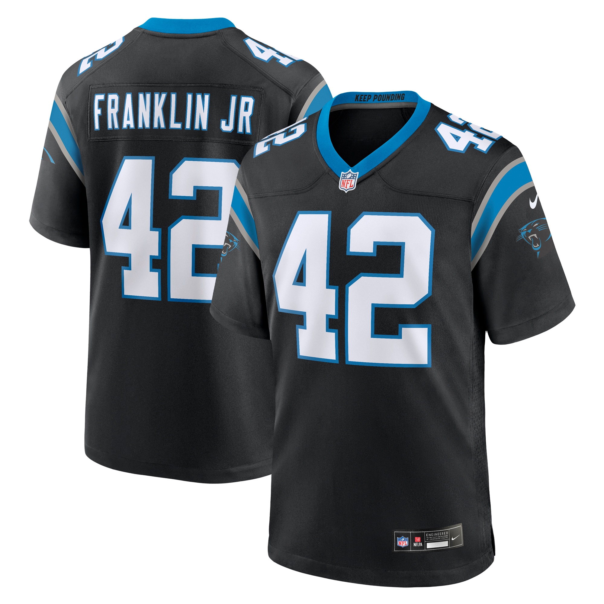 Men's Carolina Panthers Sam Franklin Jr. Black Team Game Jersey