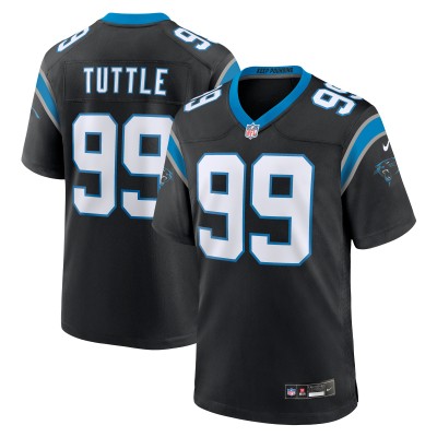 Men's Carolina Panthers Shy Tuttle Black Game Player Jersey 01