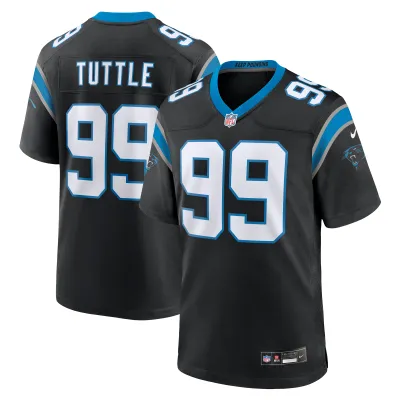 Men's Carolina Panthers Shy Tuttle Black Game Player Jersey 01
