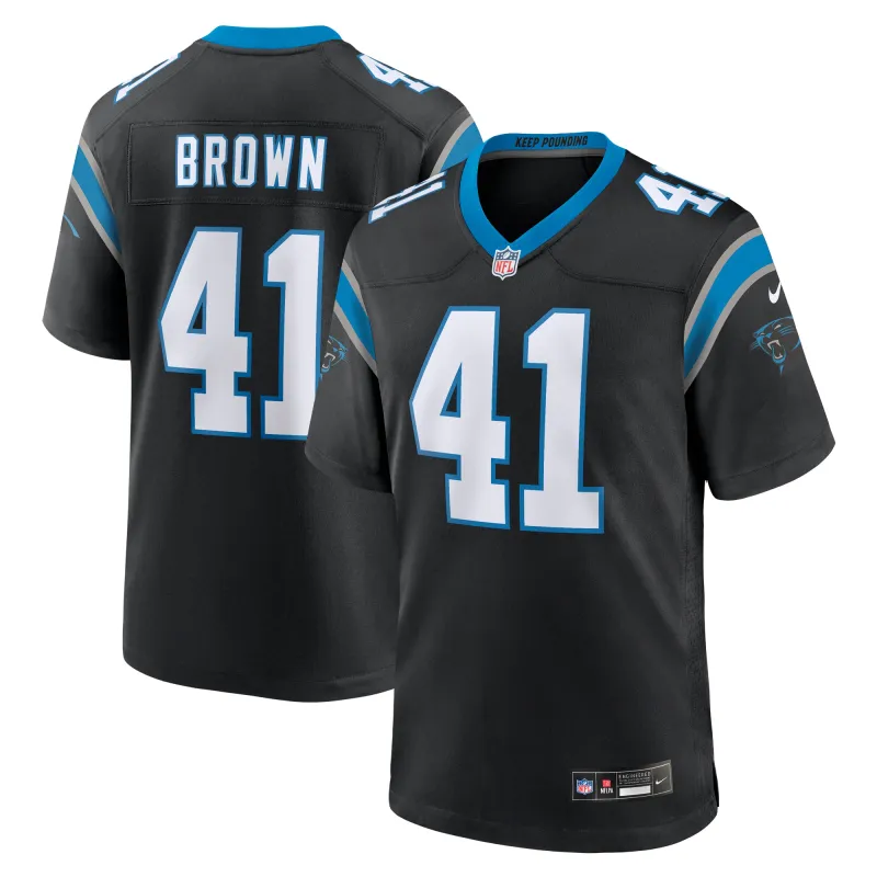 Men's Carolina Panthers Spencer Brown Black Team Game Jersey