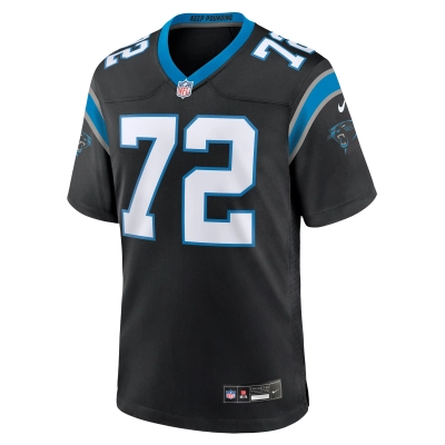 Men's Carolina Panthers Taylor Moton Black Team Game Jersey 02