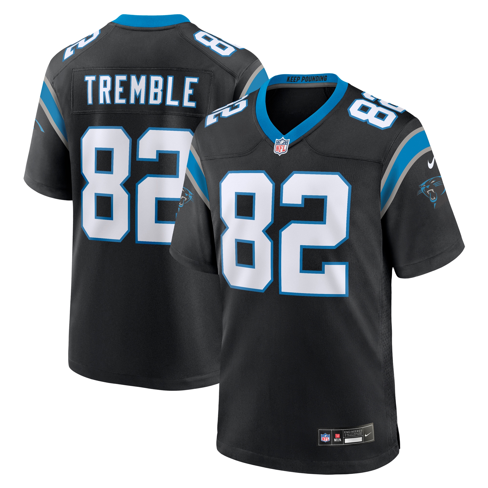 Men's Carolina Panthers Tommy Tremble Black Team Game Jersey