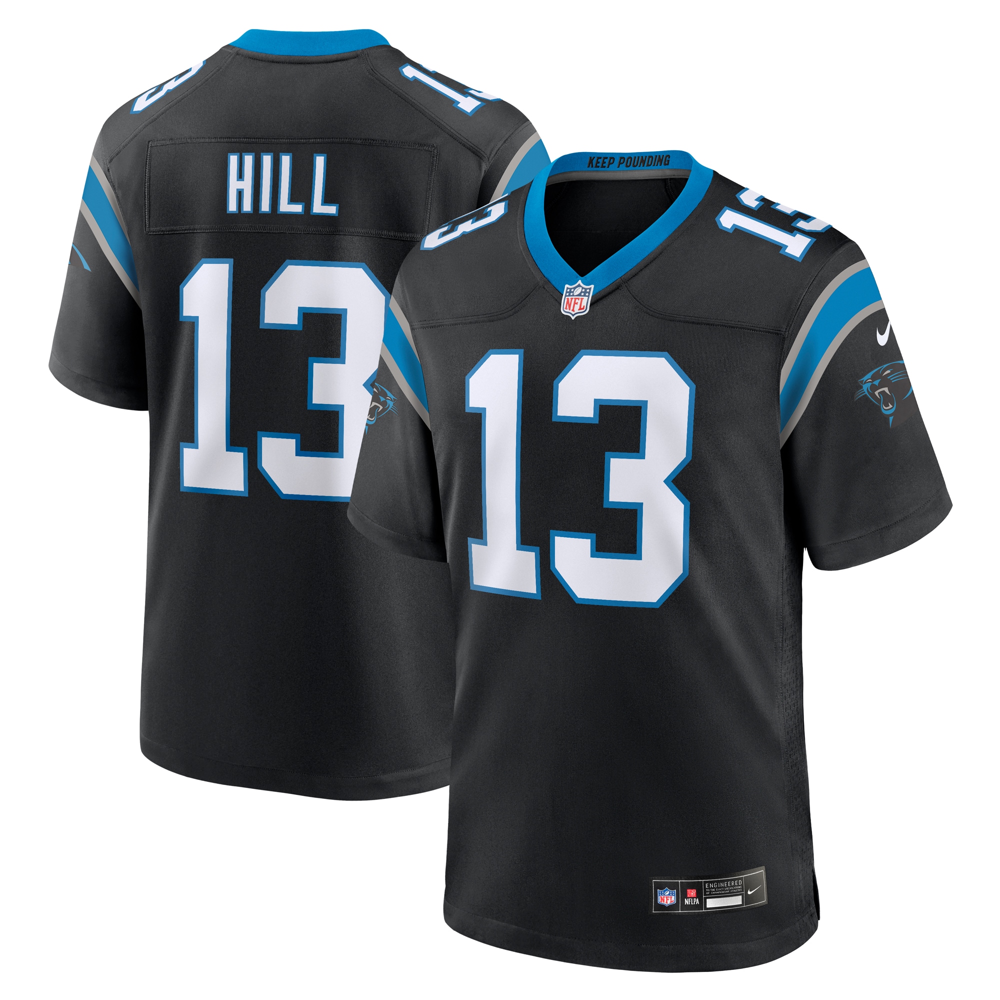 Men's Carolina Panthers Troy Hill Black Team Game Jersey