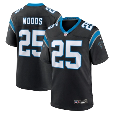 Men's Carolina Panthers Xavier Woods Black Team Game Jersey 01