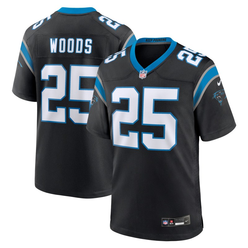 Men's Carolina Panthers Xavier Woods Black Team Game Jersey