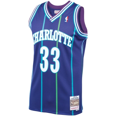 Men's Charlotte Hornets Alonzo Mourning Purple 1994/95 Hardwood Classics Swingman Jersey 02