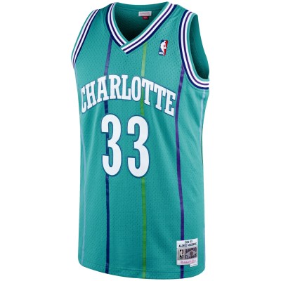Men's Charlotte Hornets Alonzo Mourning Teal 1992/93 Hardwood Classics Swingman Jersey 02