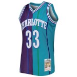 Men's Charlotte Hornets Alonzo Mourning Teal/Purple Hardwood Classics 1992/93 Split Swingman Jersey