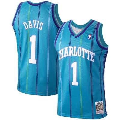 Men's Charlotte Hornets Baron Davis Teal 1999/00 Hardwood Classics Swingman Jersey 01