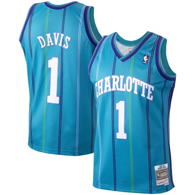 Men's Charlotte Hornets Baron Davis Teal 1999/00 Hardwood Classics Swingman Jersey 01