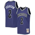 Men's Charlotte Hornets Larry Johnson Purple 1994/95 Hardwood Classics Off-Court Swingman Jersey