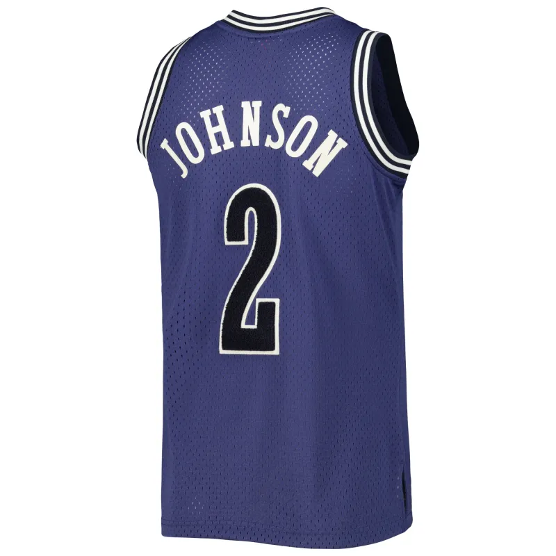 Men's Charlotte Hornets Larry Johnson Purple 1994/95 Hardwood Classics Off-Court Swingman Jersey