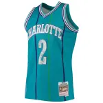 Men's Charlotte Hornets Larry Johnson Teal 1996/97 Hardwood Classics NBA 75th Anniversary Diamond Swingman Jersey